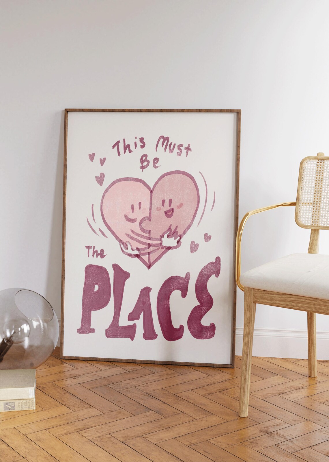 This Must Be The Place Hugging Heart Mauve Cute Romantic Love Poster - Image 2