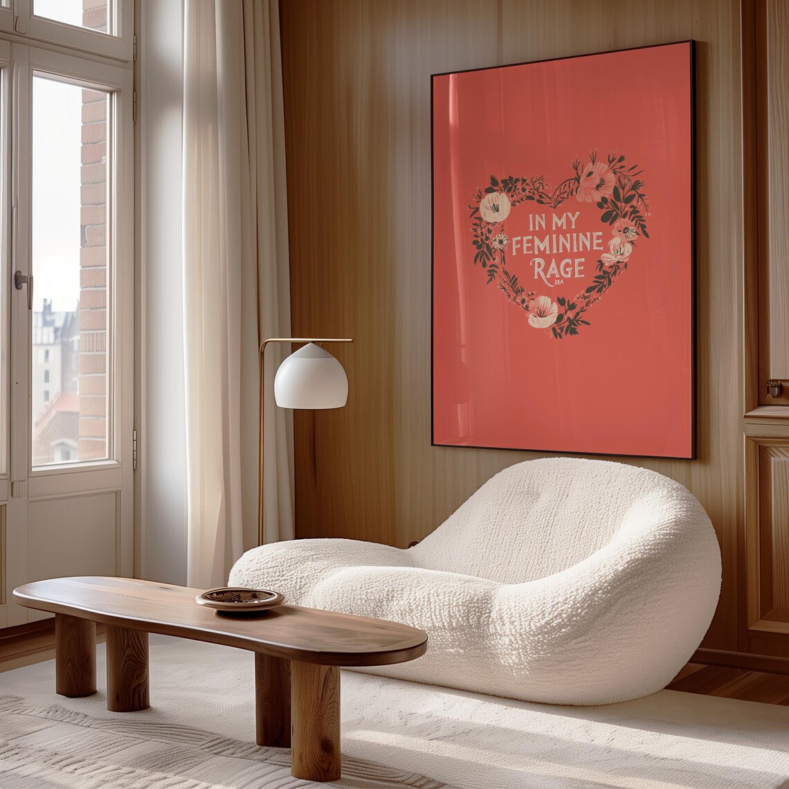 In My Feminine Rage Era Floral Heart Pink Feminist Quote Poster - Image 2