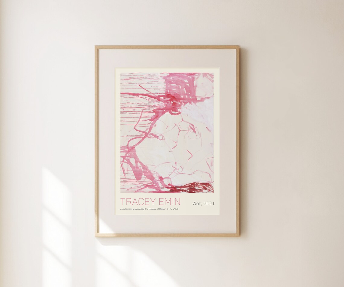 Tracey Emin Wet 2021 Pink Abstract Wash Exhibition Wall Art Poster - Image 2