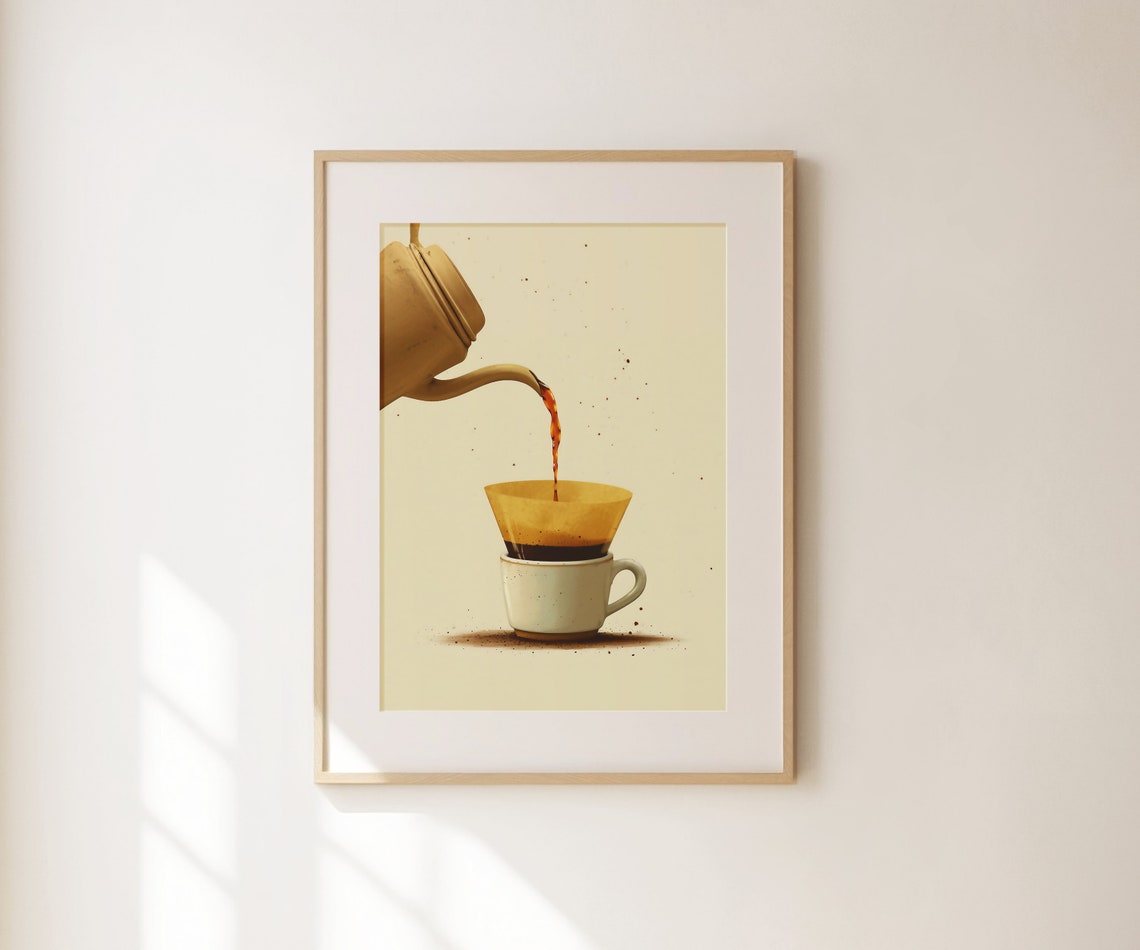 Coffee Poster Coffee Pour Kitchen Wall Art Minimalist Kitchen Print Office Gallery Wall Art Gift For Him Coffee Lover Gift - Image 3