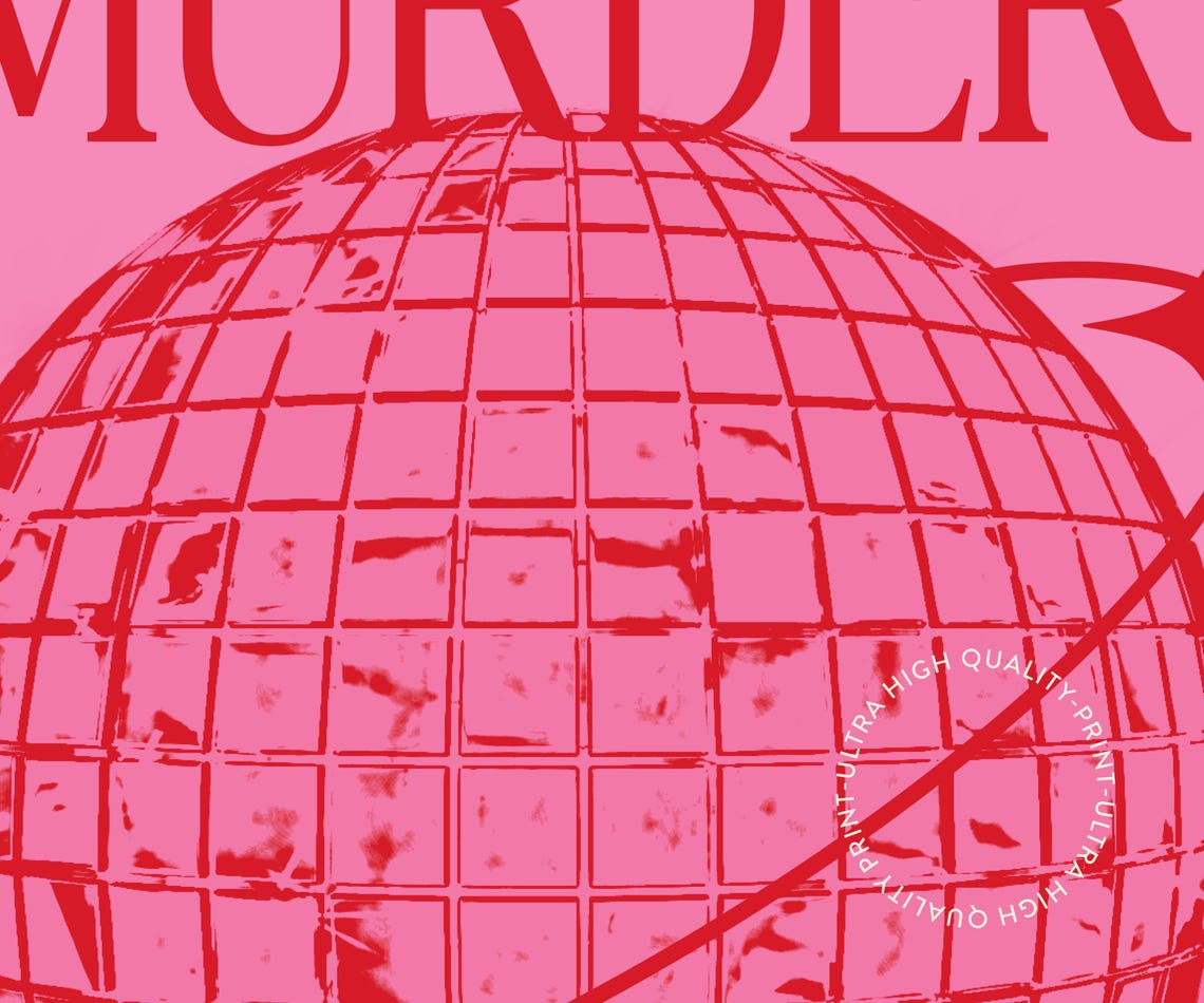 It's Murder On The Dancefloor Pink Disco Ball Retro Party Decor Poster - Image 5
