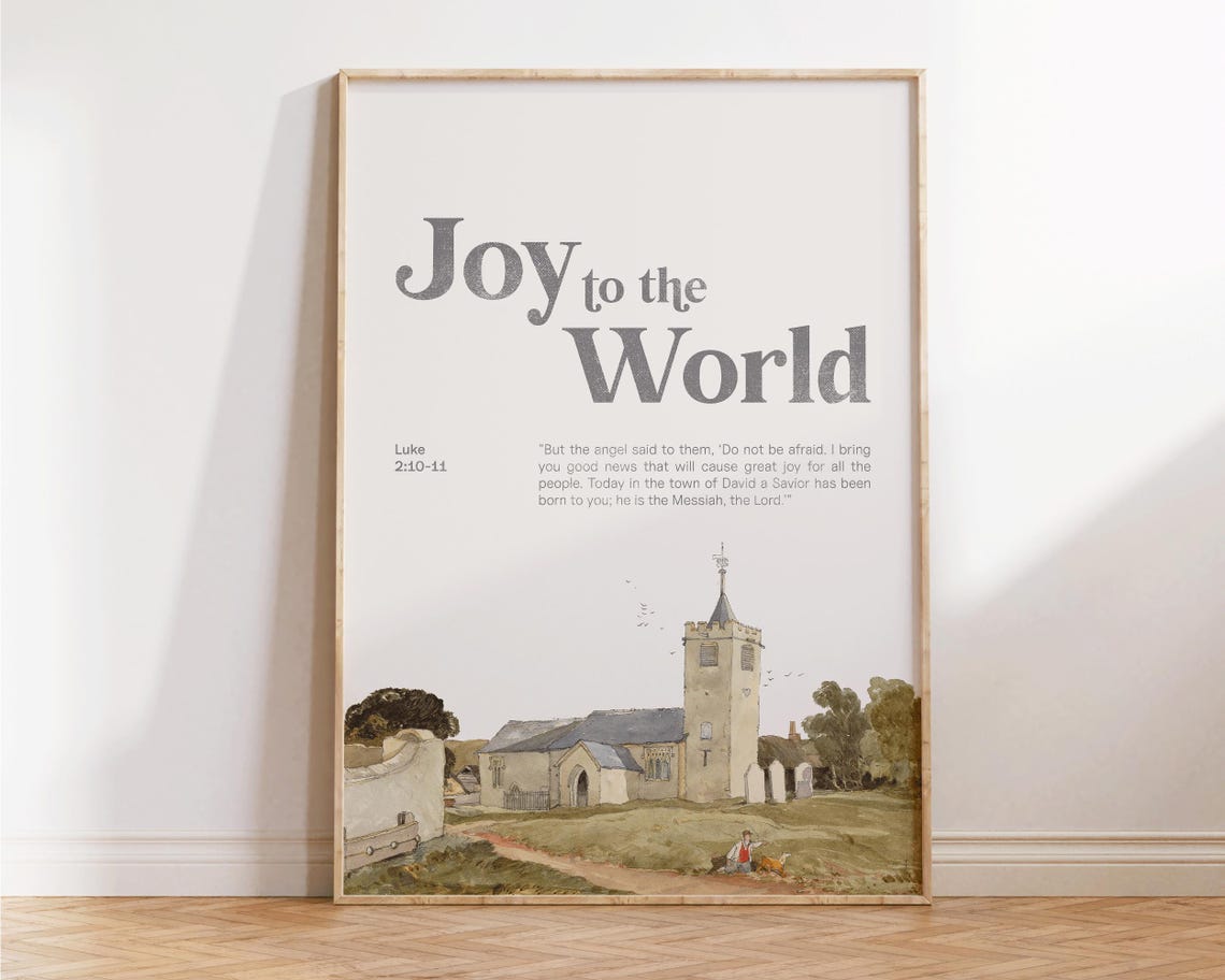 Joy To The World Luke Christmas Scripture Watercolor Church Wall Art - Image 4