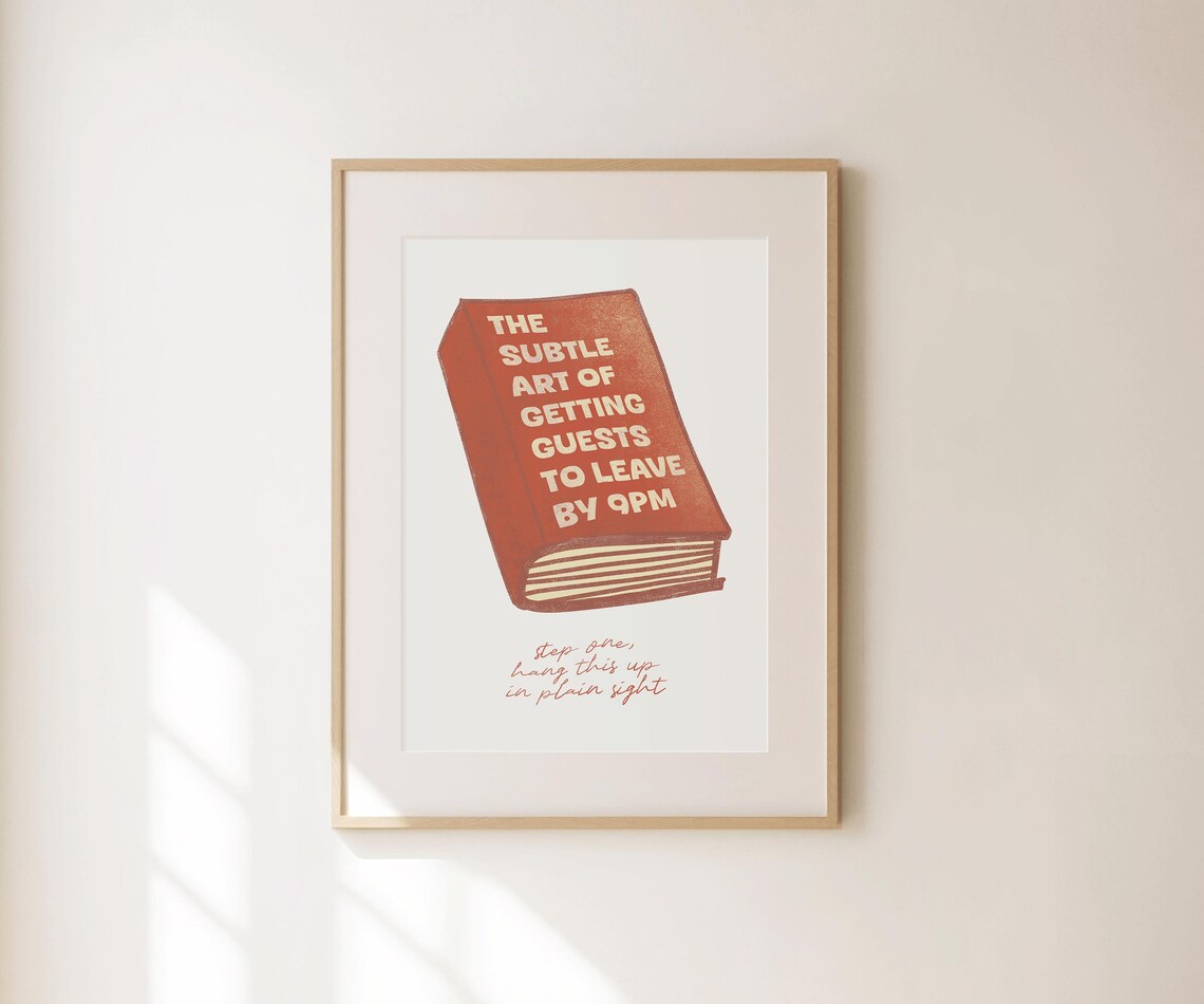 The Subtle Art Of Getting Guests To Leave By 9PM Red Funny Book Print - Image 4