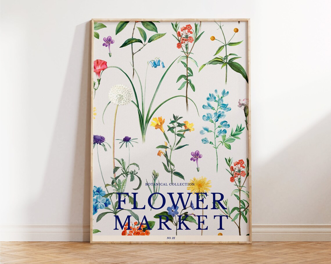 Flower Market No 22 Wildflower Botanical Watercolor Floral Poster