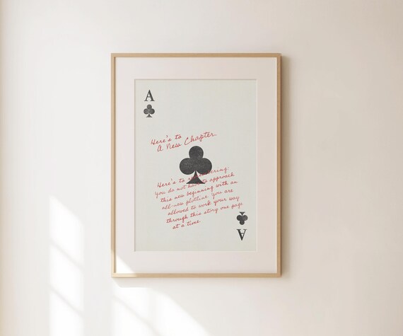 Heres To A New Chapter Black Ace Of Clubs Affirmation Wall Art Print Poster