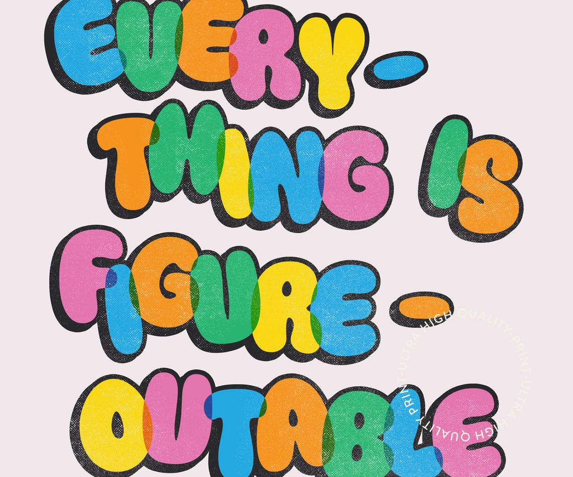 Everything Is Figureoutable Rainbow Bubble Letters Colorful Poster - Image 5