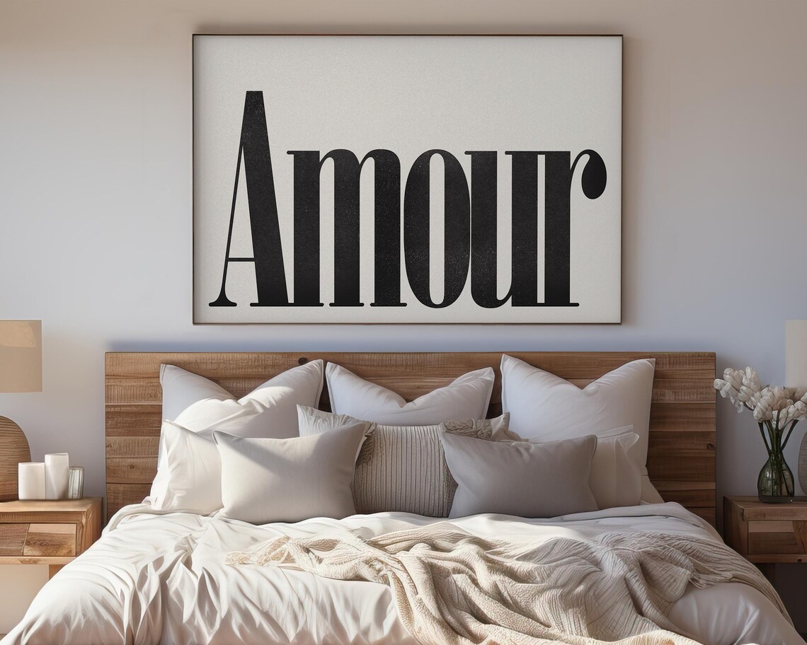 Amour Bold Black Serif French Typography Romantic Wall Art Poster - Image 3