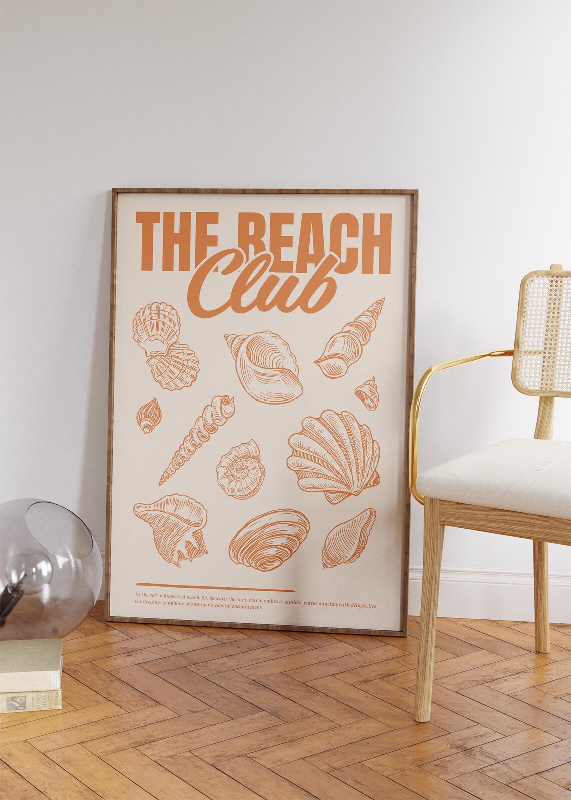 The Beach Club Retro Terracotta Orange Seashell Illustrations Poster - Image 2