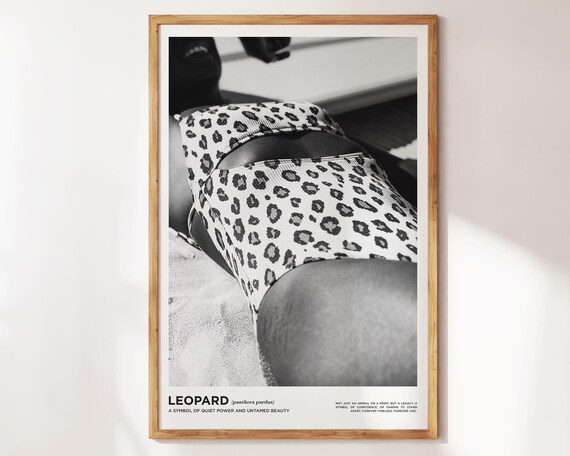 Leopard Bikini Sunbather Black White Close Up Beach Wall Poster