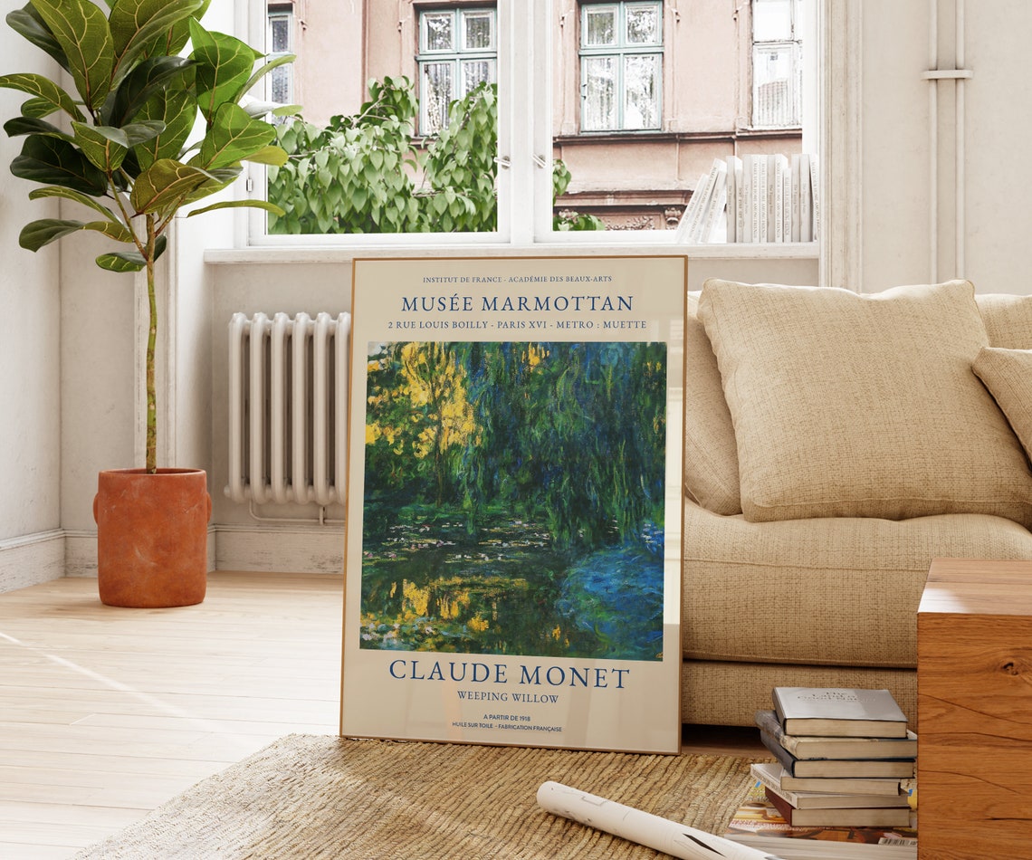 Claude Monet Weeping Willow Exhibition Poster Impressionist Art Print - Image 2