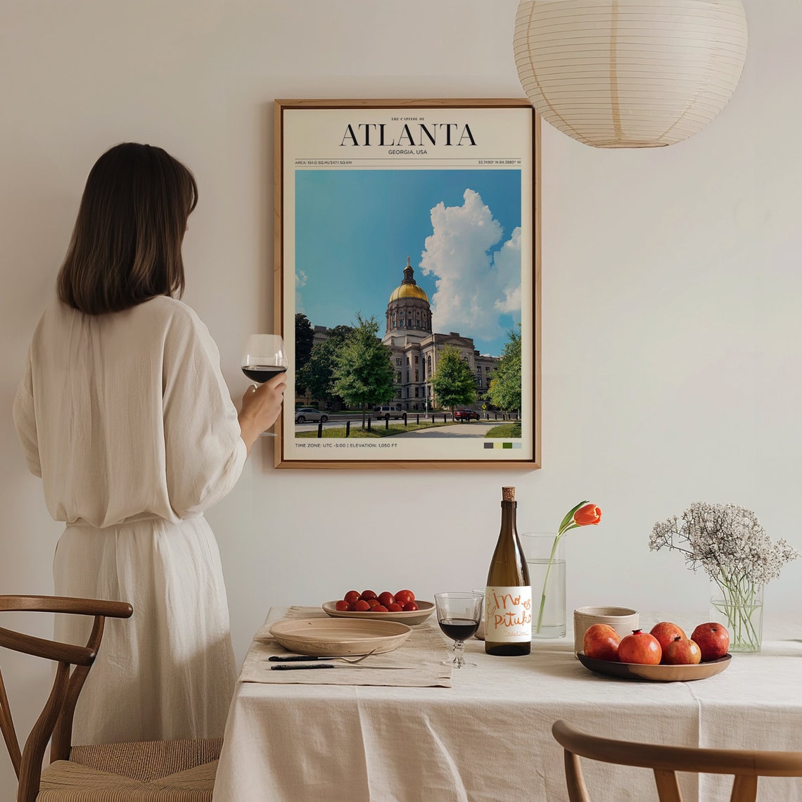 Travel Poster Atlanta Poster Vintage Posters In Atlanta Print Atlanta State Capitol Wall Art For Living Room Modern Office Wall Art - Image 3