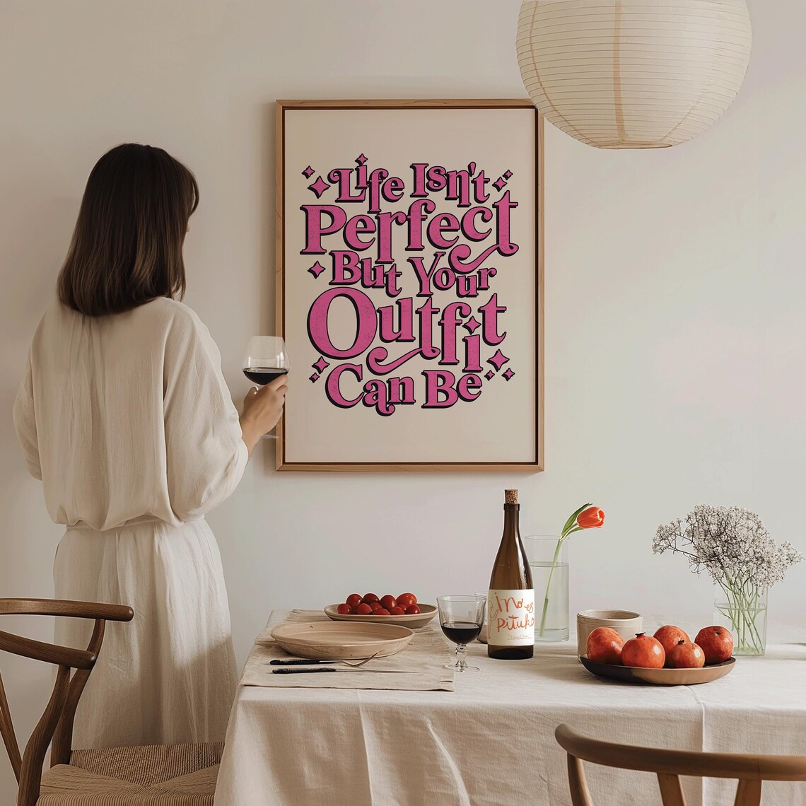 Life Isnt Perfect But Your Outfit Can Be Pink Retro Quote Print - Image 2