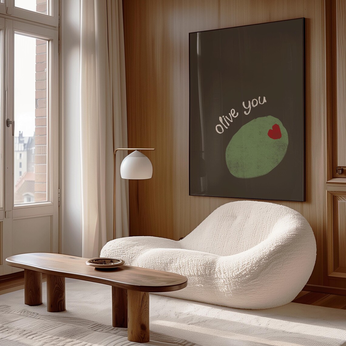 Olive You Funny Quote Wall Art Dark Brown Green Olive Heart Poster - Image 4
