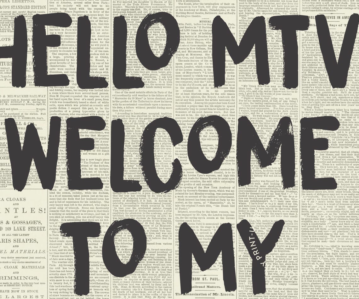 Hello MTV Welcome To My Crib Funny Retro Newspaper Typography Wall Art - Image 5