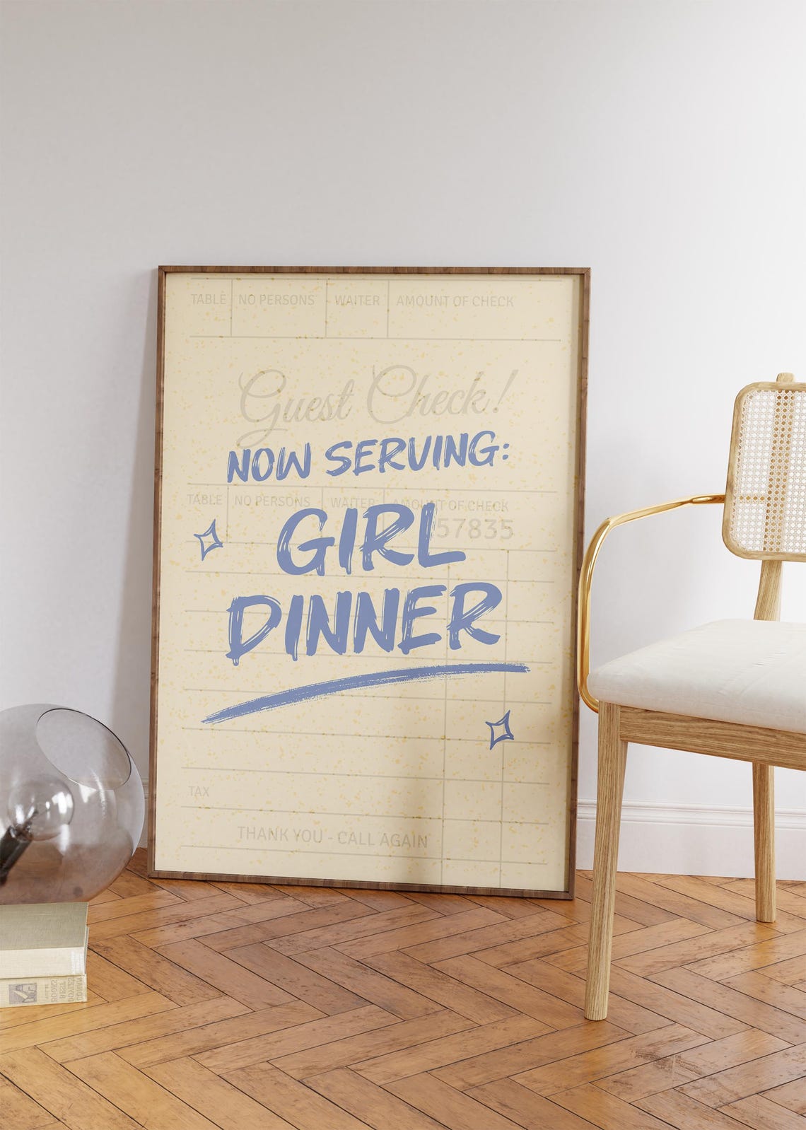 Girl Dinner Guest Check Retro Diner Funny Kitchen Food Poster - Image 4