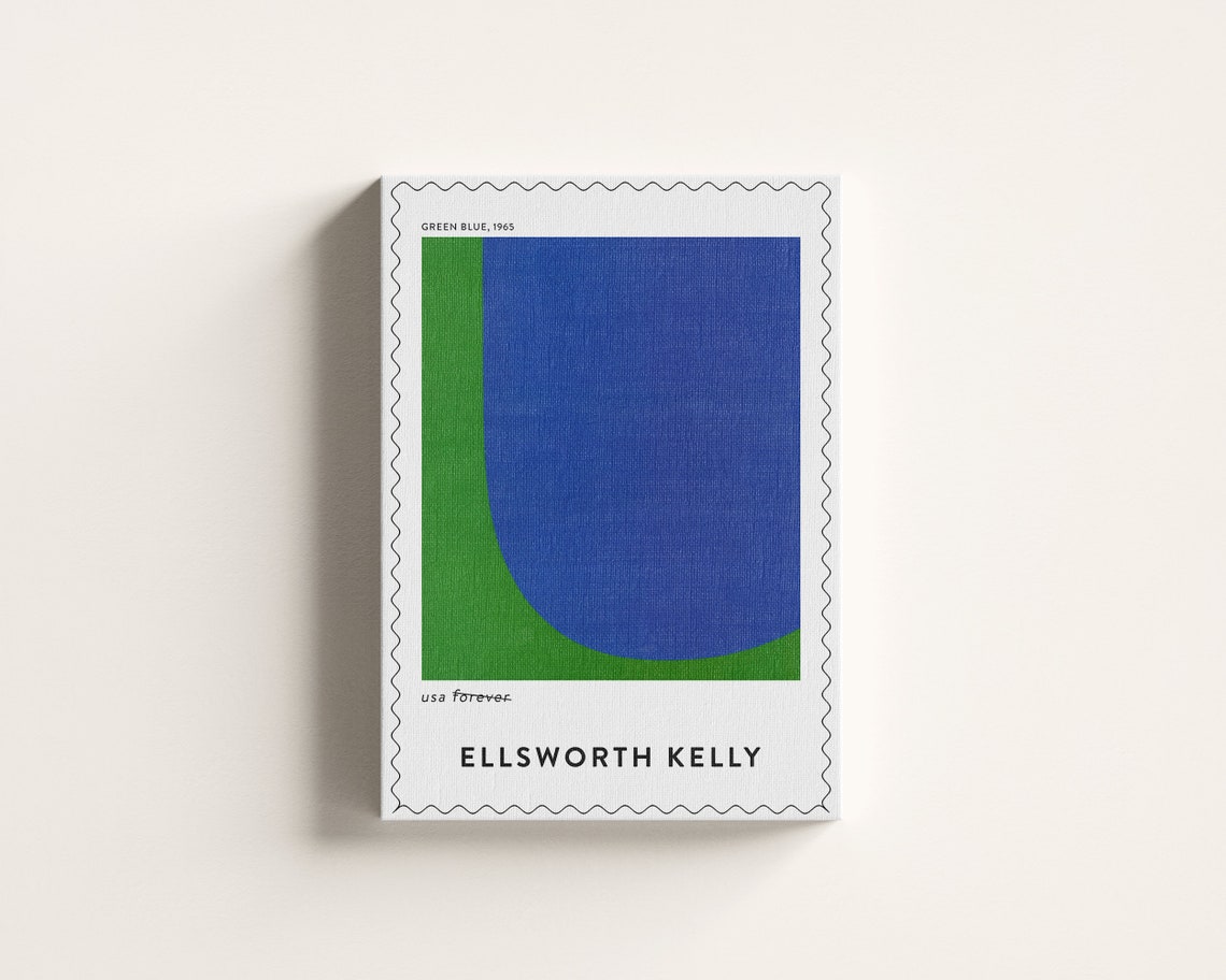Ellsworth Kelly Green Blue 1965 Minimalist Abstract Stamp Art Print - Image 2