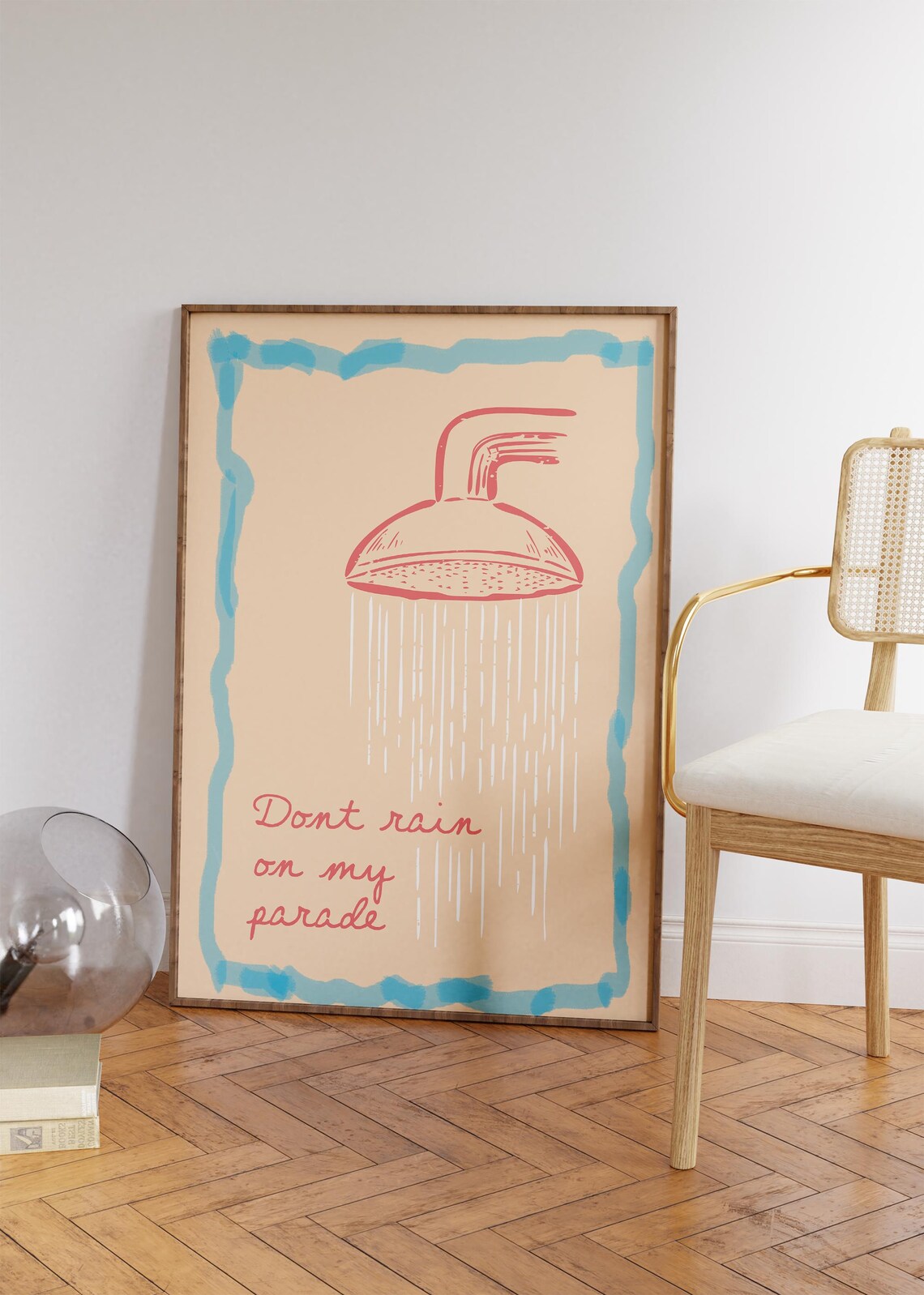 Dont Rain On My Parade Shower Head Illustration Retro Quote Poster - Image 4