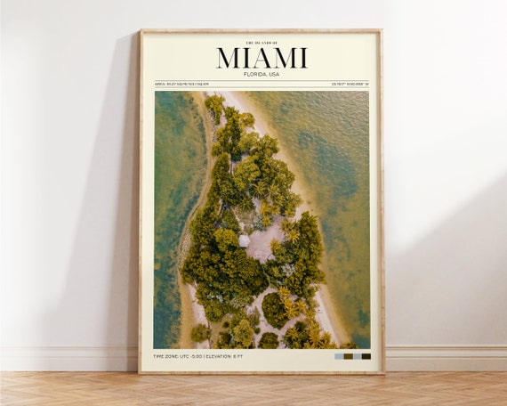 Travel Poster Miami Beach Print Miami Island Wall Art For Living Room Vintage Coast Posters In Miami Print Modern Cities Office Wall Art