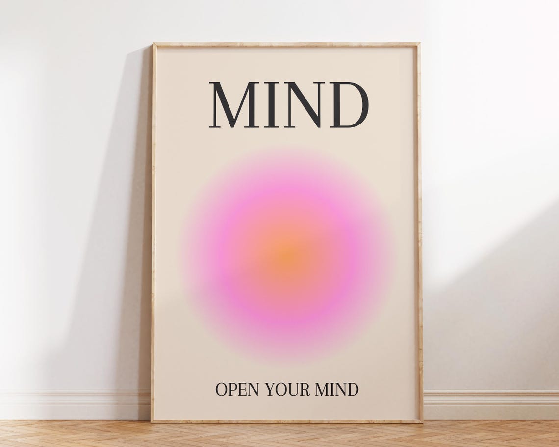 Open Your Mind Pink Aura Minimalist Growth Mindset Affirmation Poster - Image 2