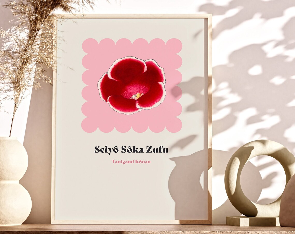 Japanese Floral Vintage Poster, Gloxinia Flower - Image 4