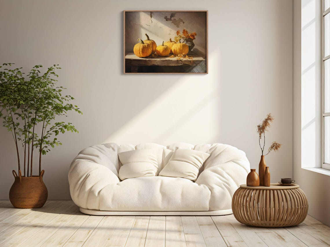 Golden Pumpkins And Autumn Leaves Vintage Rustic Fall Harvest Poster - Image 2
