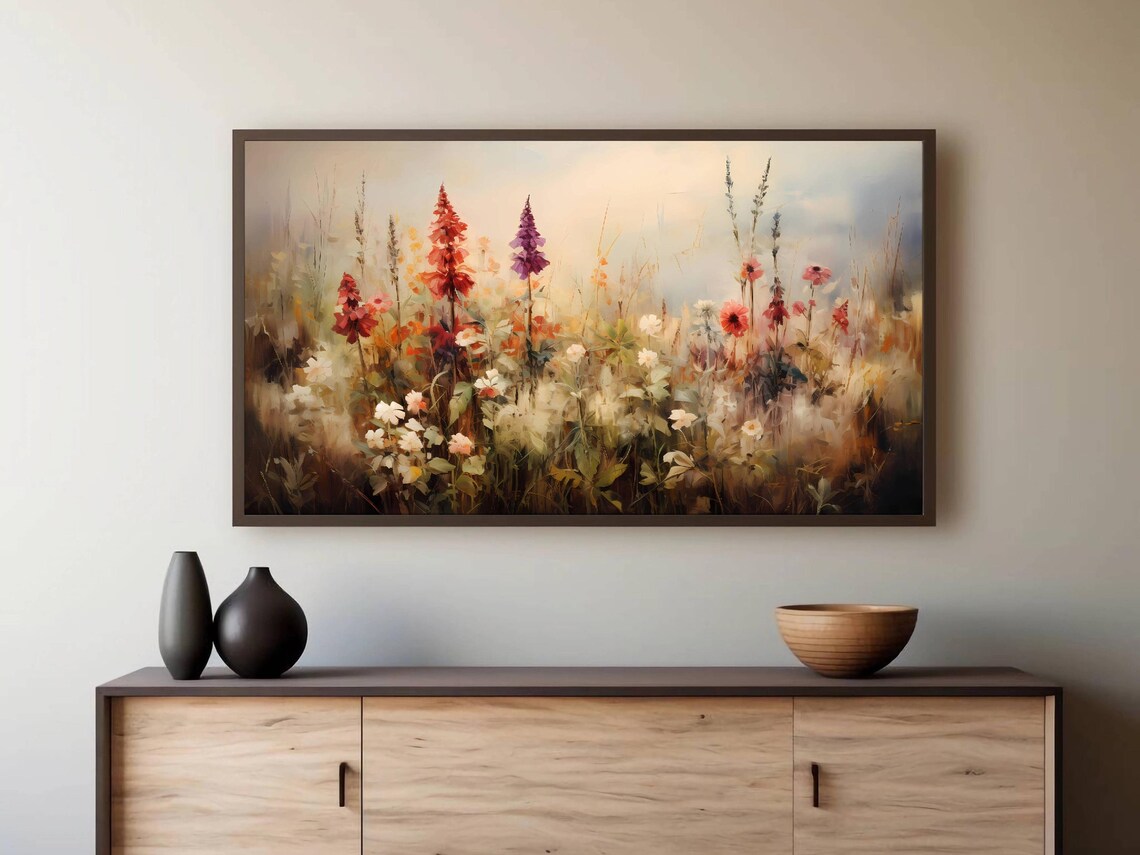 Colorful Wildflower Meadow Poppies and Blooms Painting Poster - Image 2