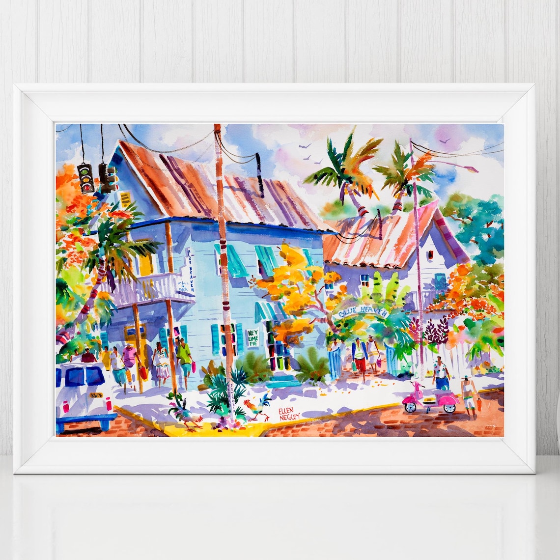 Key West Chicken Art Print, Florida Watercolors