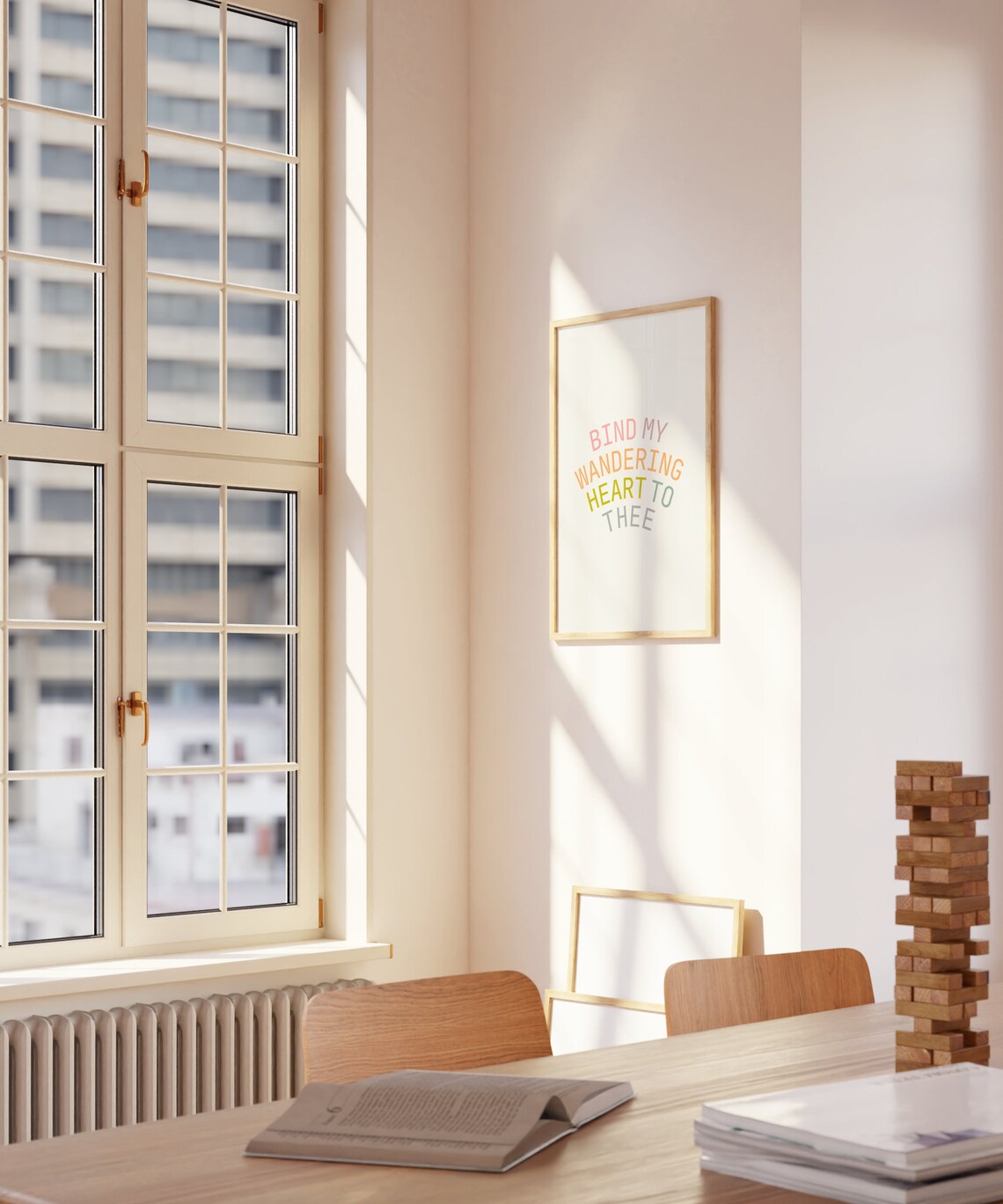 Bind My Wandering Heart to Thee Pastel Rainbow Typography Poster - Image 4