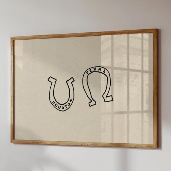 Houston Texas Horseshoe Art Print, Western City