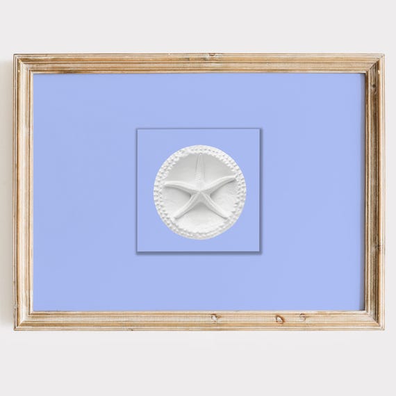 Starfish Intaglio Print Light Blue Coastal Wall Art
