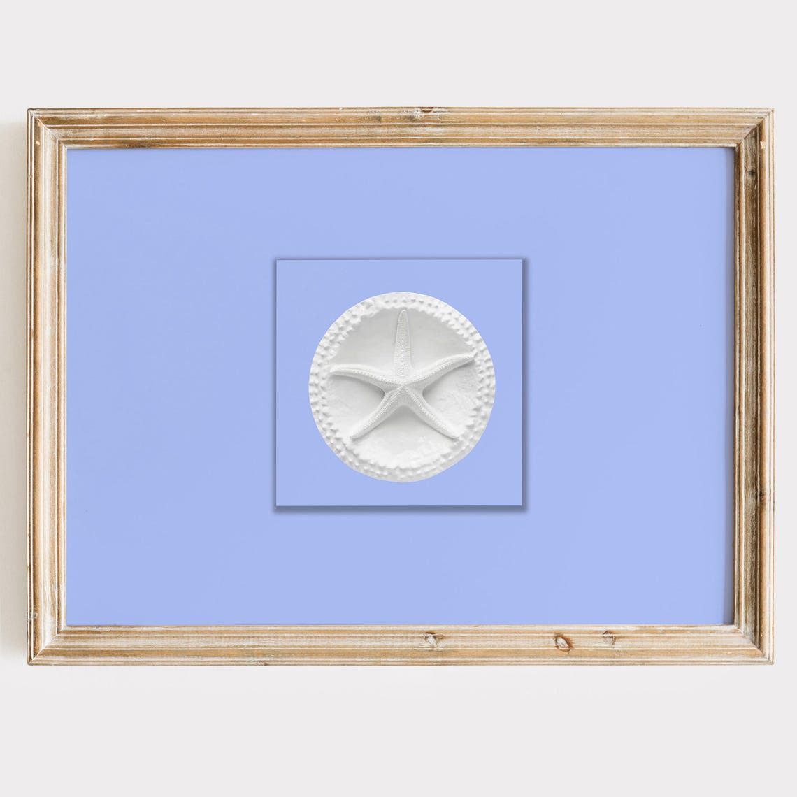 Starfish Intaglio Print Light Blue Coastal Wall Art