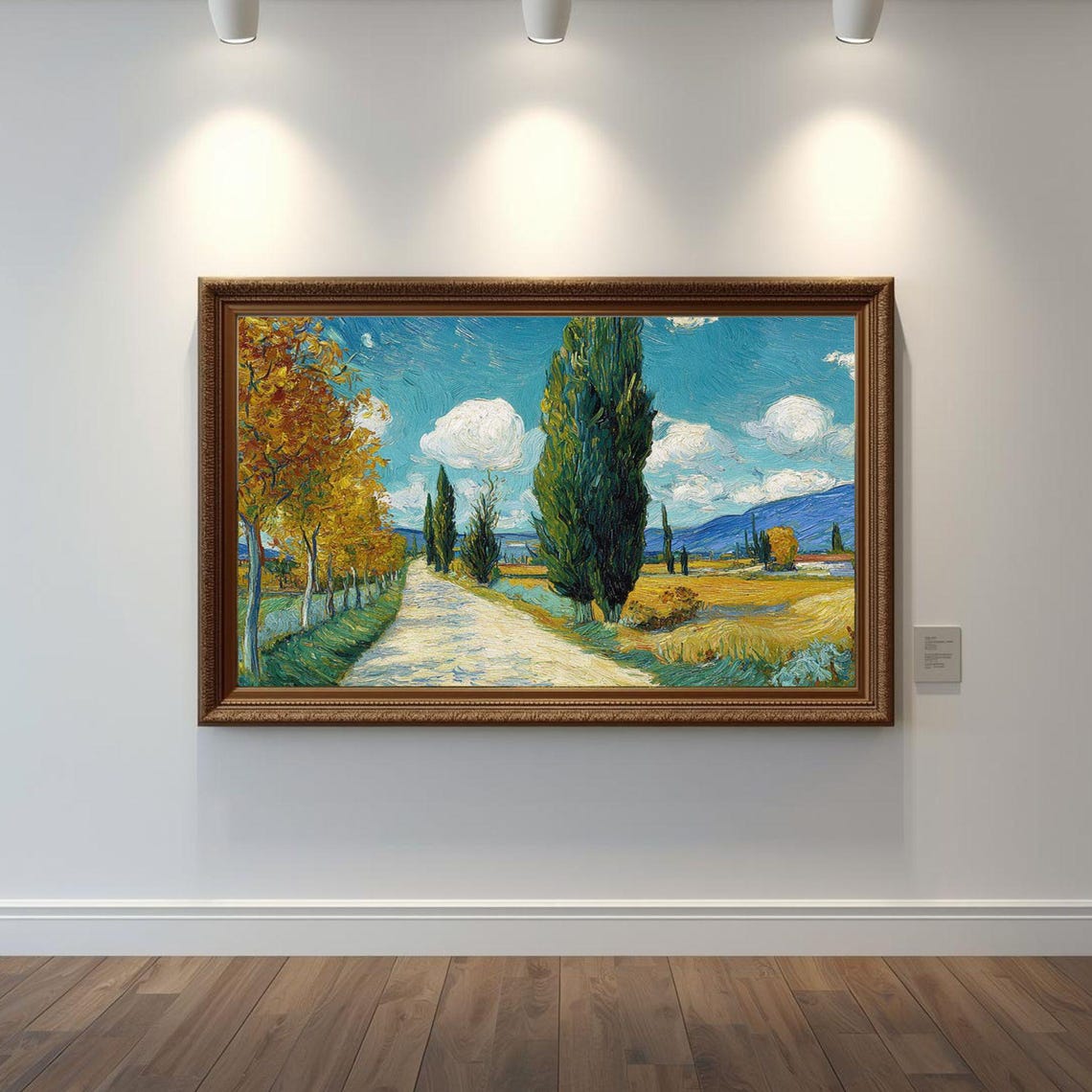 Van Gogh Style Country Road with Cypress Trees Landscape Poster