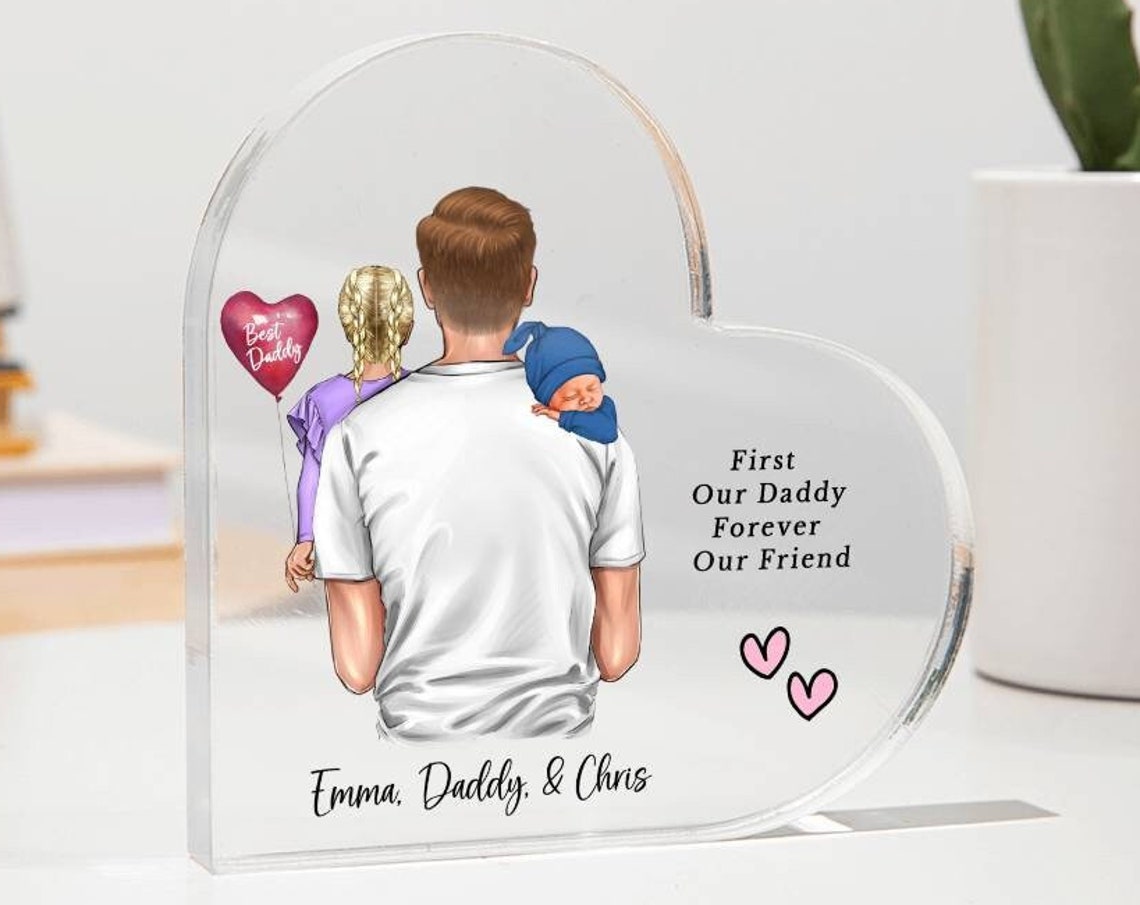 Daddy And Kids Heart Acrylic Plaque Forever Our Friend Gift Print