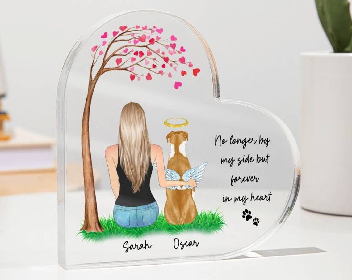 Dog Memorial Heart Acrylic Plaque Pet Portrait With Dog Best Friends Dog Gift Dog Remembrance Gift Mum Dog Christmas Gift New Home Gift