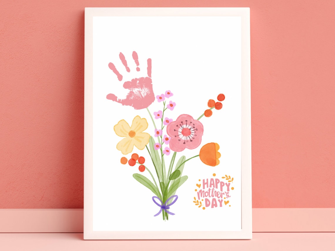 Mother's Day Flower Handprint Art, Floral Poster - Image 6