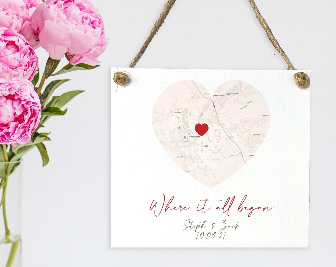 Engagement Map Custom Location, Anniversary Gift