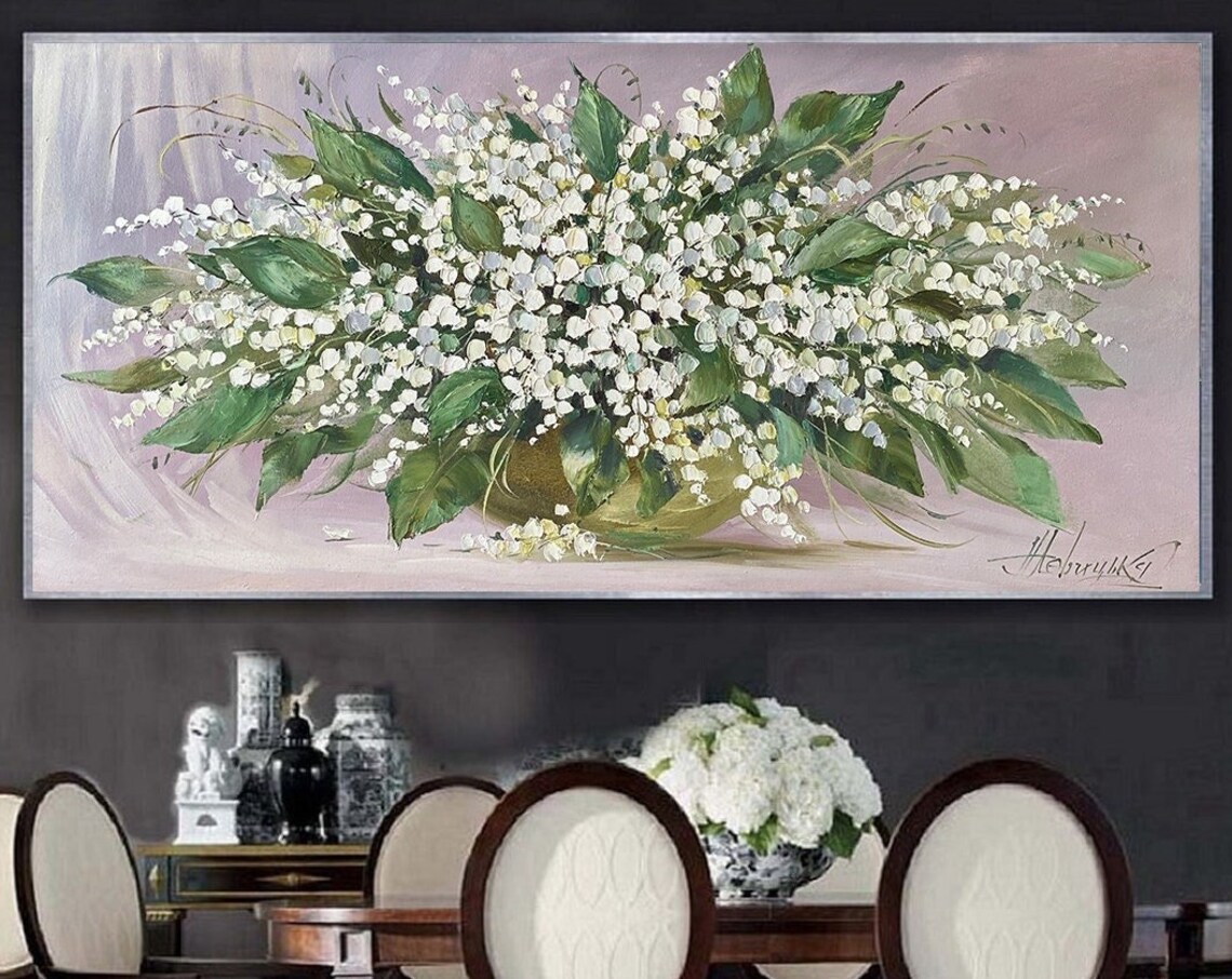 Lily Of The Valley Painting, Textured Spring Floral Art Print