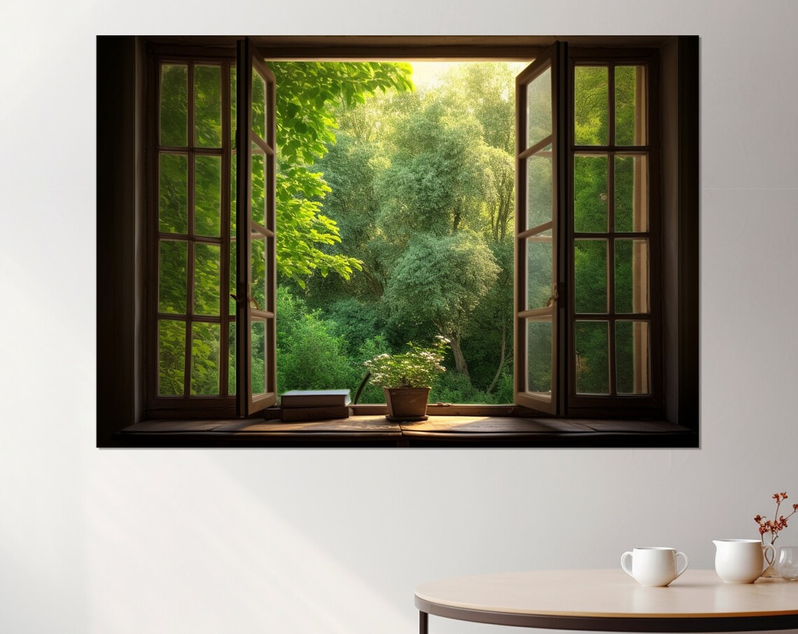 Open Window With Forest View, Forest Art Print