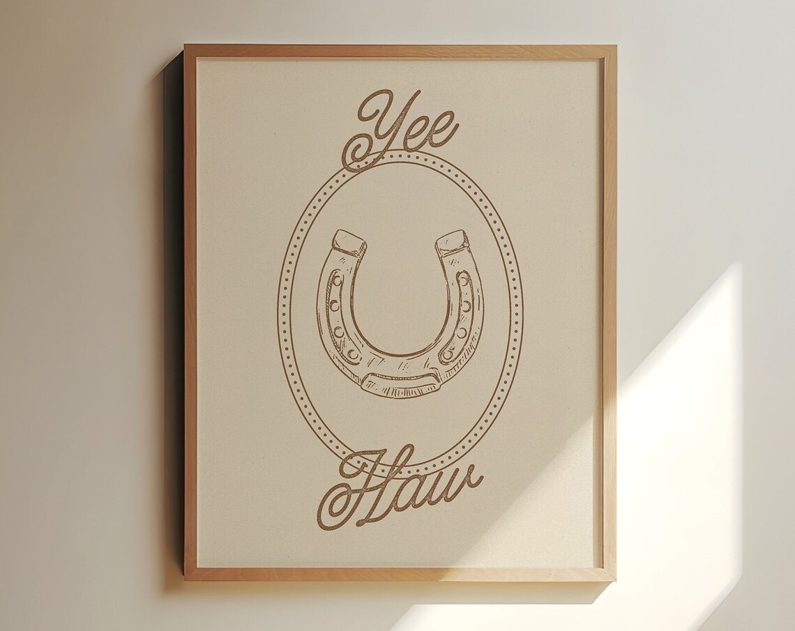 Yeehaw Minimalist Western Art Print, Vintage Country