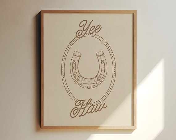 Yeehaw Minimalist Western Art Print, Vintage Country