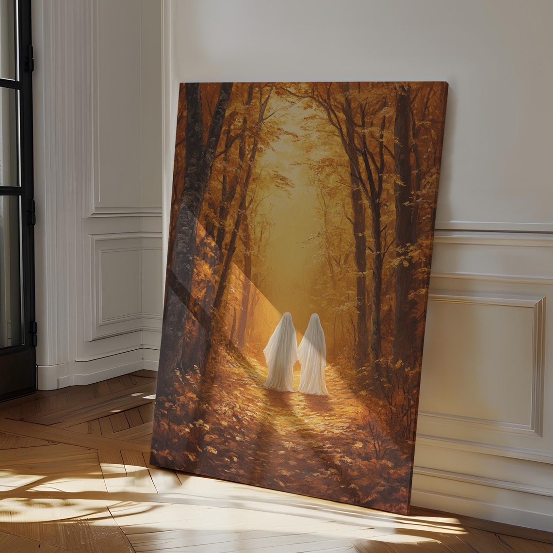 Ghosts Walking Into Golden Autumn Forest Light Ethereal Fall Poster