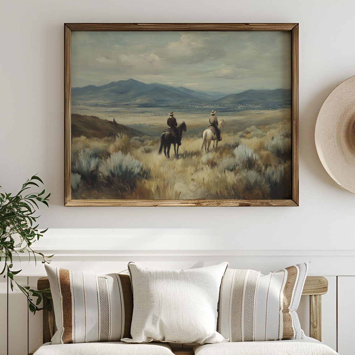 Cowboys Overlook The Valley Horizon Art Print