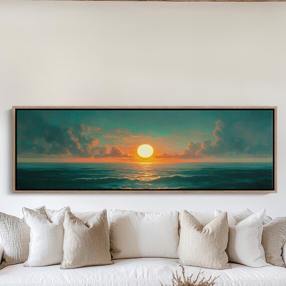 Sunset Ocean Tranquil Seascape Vibrant Sunlight Coastal Water Poster