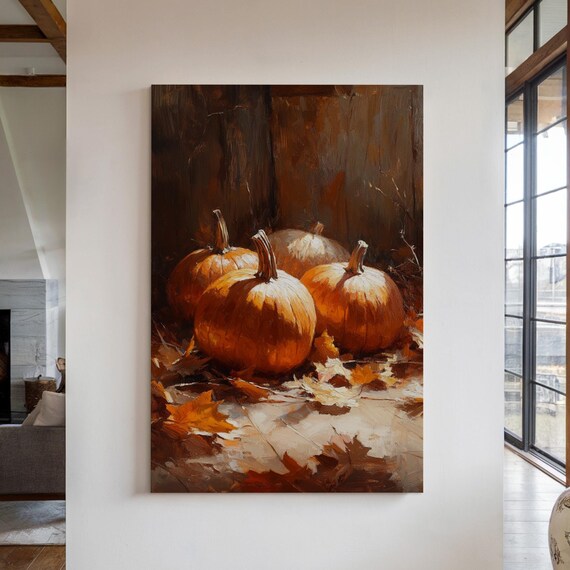 Rustic Pumpkin Still Life Autumn Harvest with Orange Pumpkins Poster
