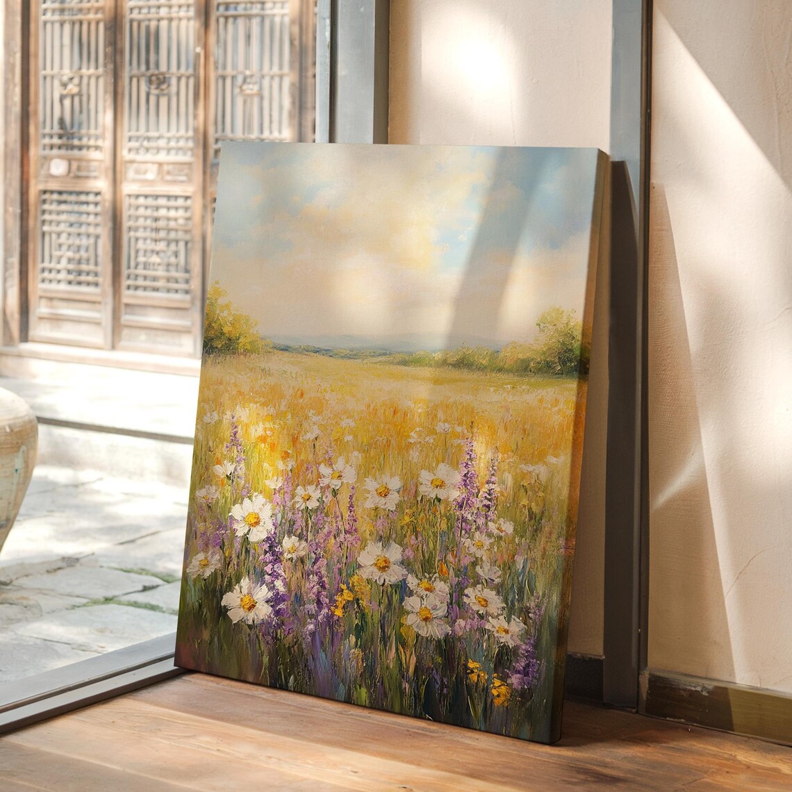 Golden Meadow With Wildflowers, Summer Landscape
