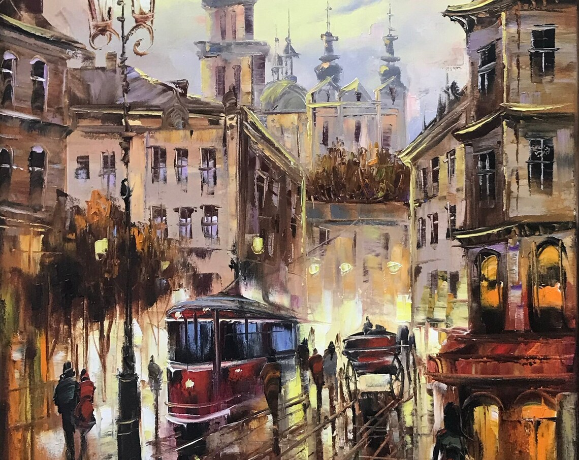 Lviv Ukraine Oil Painting, Old Town Travel Poster - Image 3