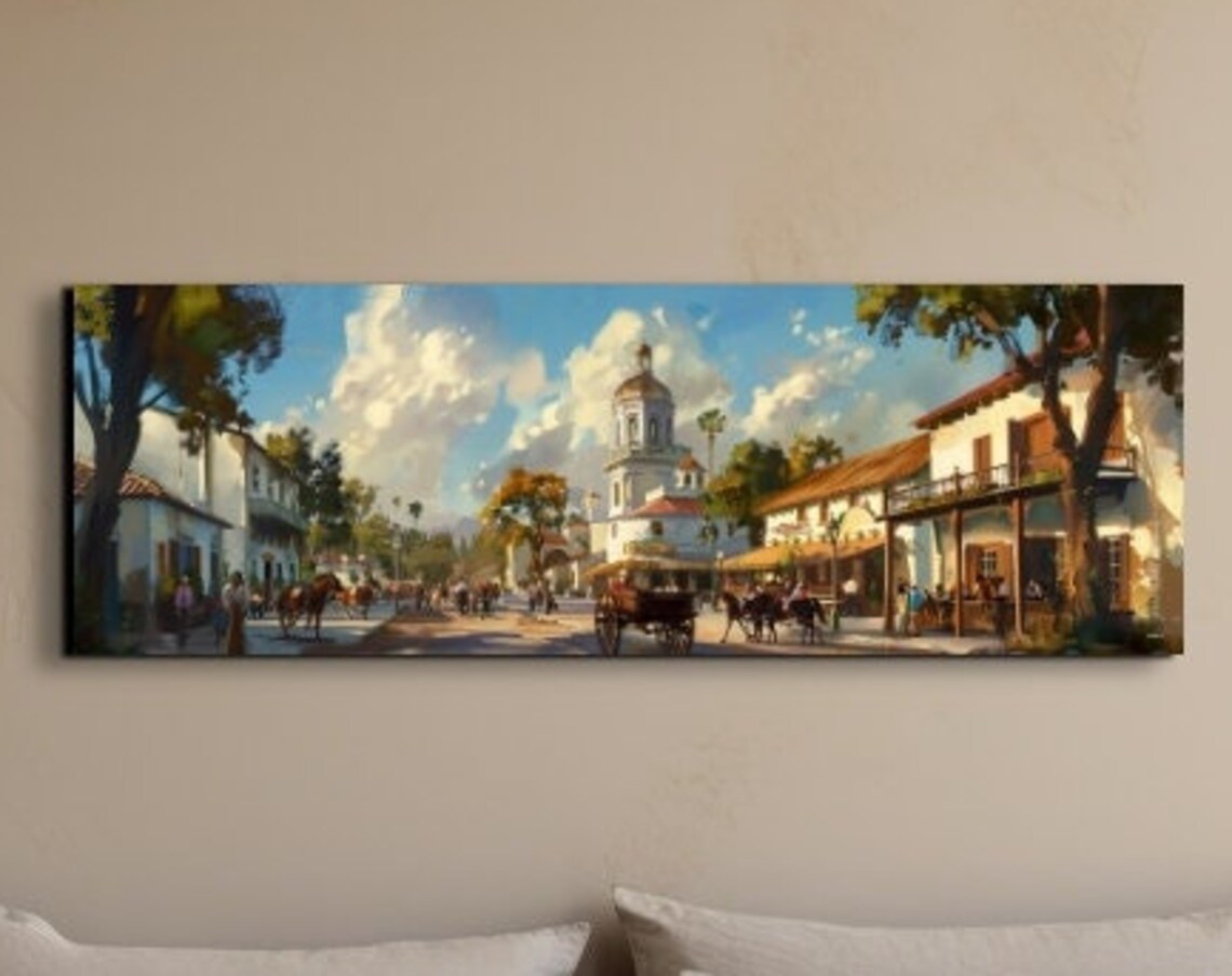 Panoramic Old Southwestern Mexican Town Art Print