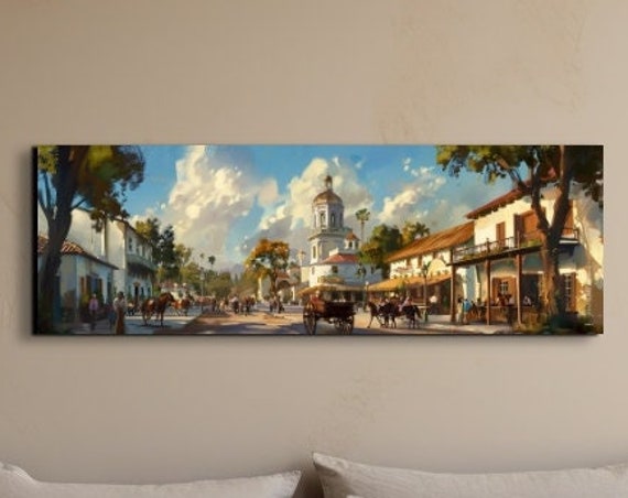 Panoramic Old Southwestern Mexican Town Art Print