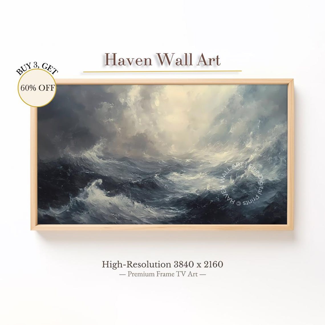 Stormy Sea Dramatic Light Breaking Clouds Vintage Ocean Wall Art