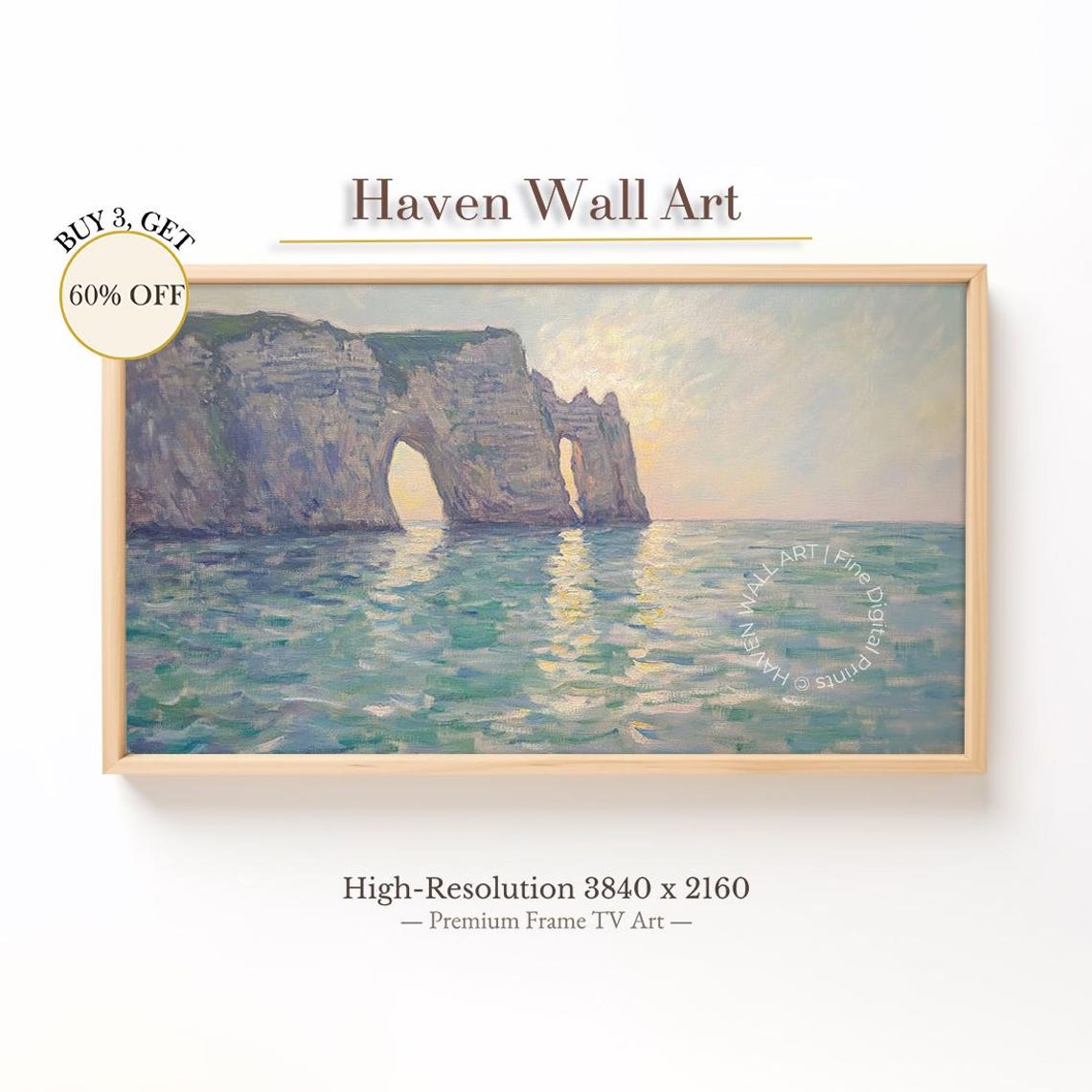 Sunset Rock Arch Sea Cliffs Impressionist Coastal Wave Poster